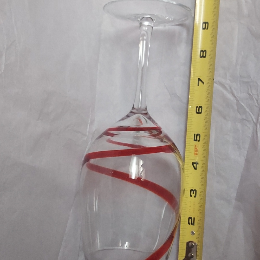 Pier 1 Vintage Red Swirl Wine Glass. - Picture 5 of 8